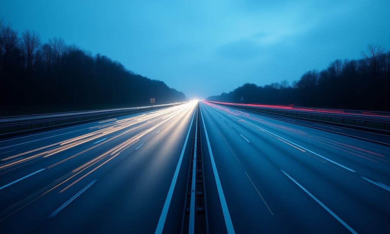 Autobahn mit digital überlagerter Tracking-Grafik